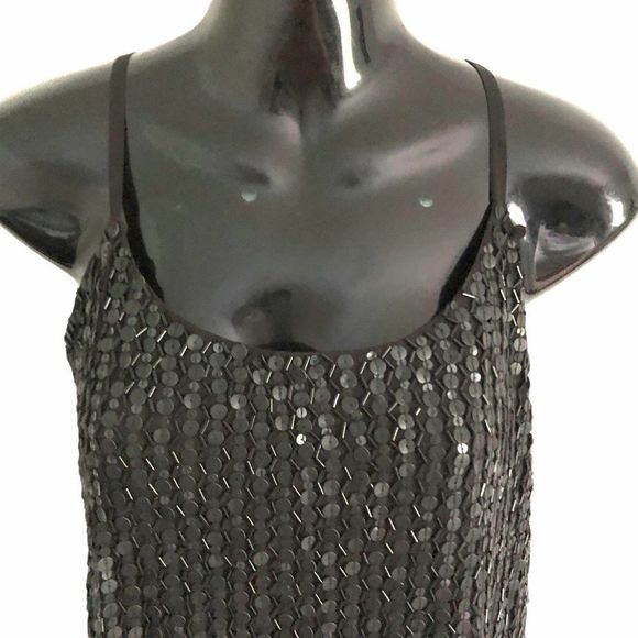 JAYE.E black matte sequin shift dress scoop neck - Picture 4 of 8